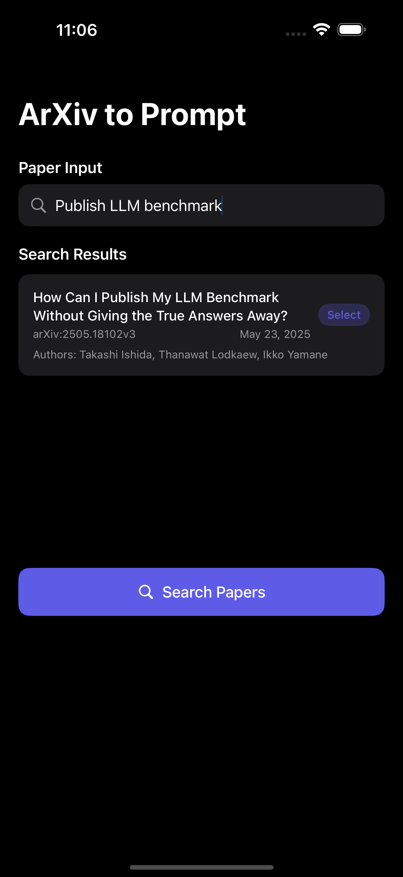 ArXiv to Prompt screenshot 2