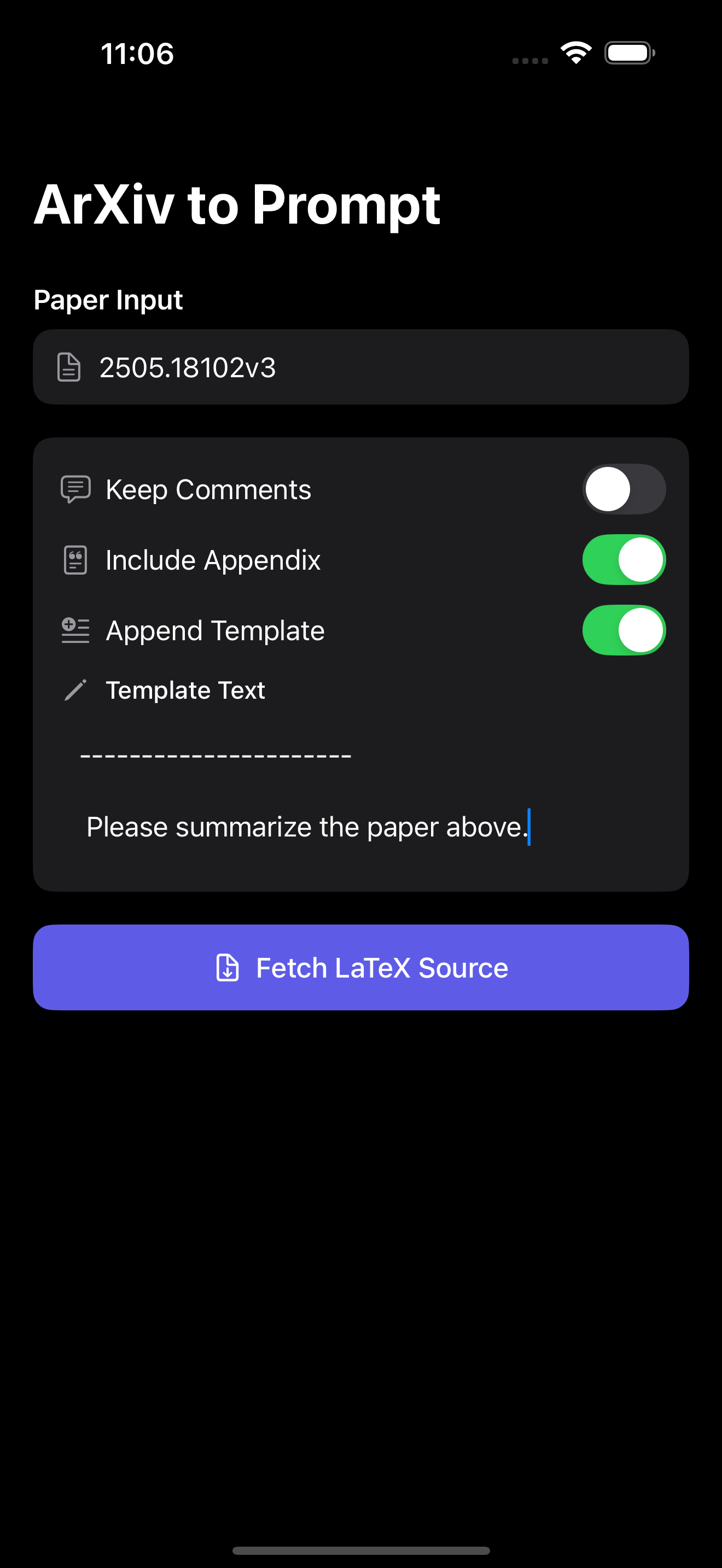 ArXiv to Prompt screenshot 3